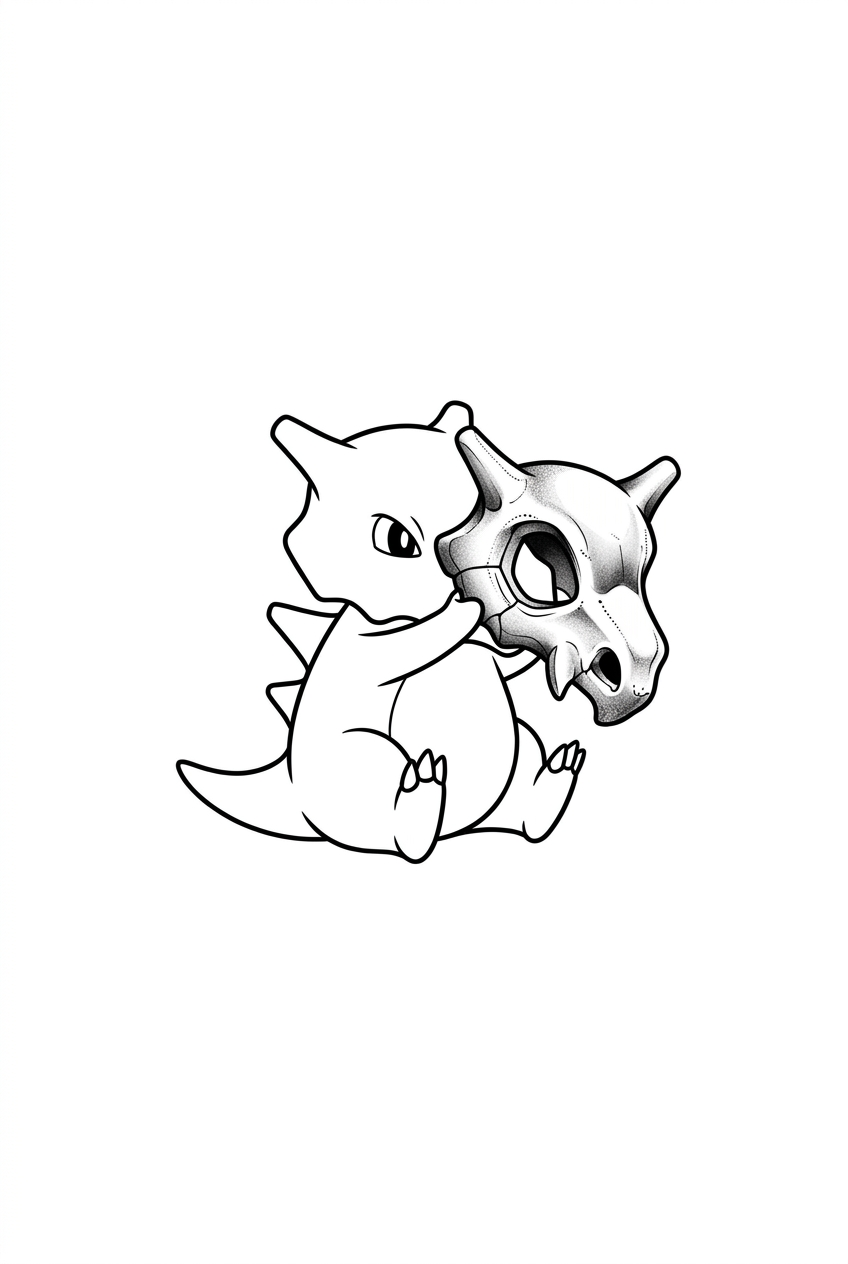 Cubone Crâne Linework