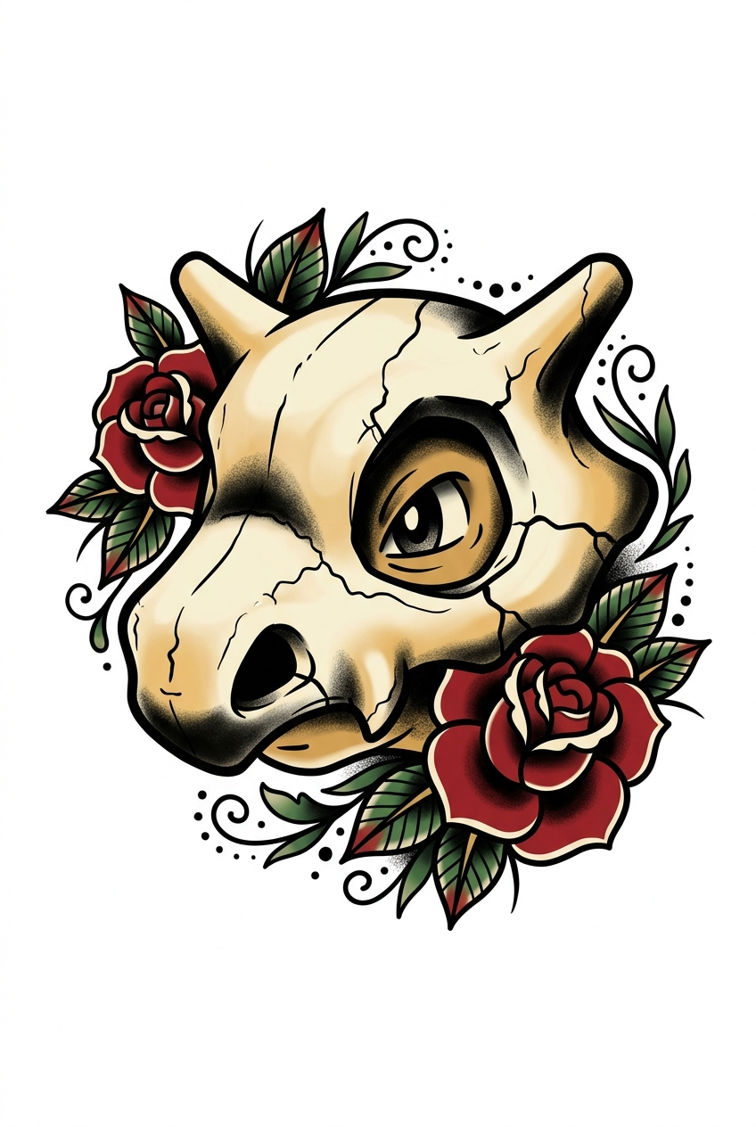 Portrait du Casque de Crâne de Cubone