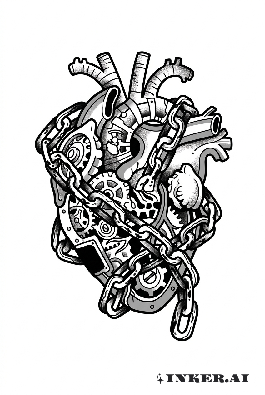 Corazón Mecánico de Bioshock con Cadenas