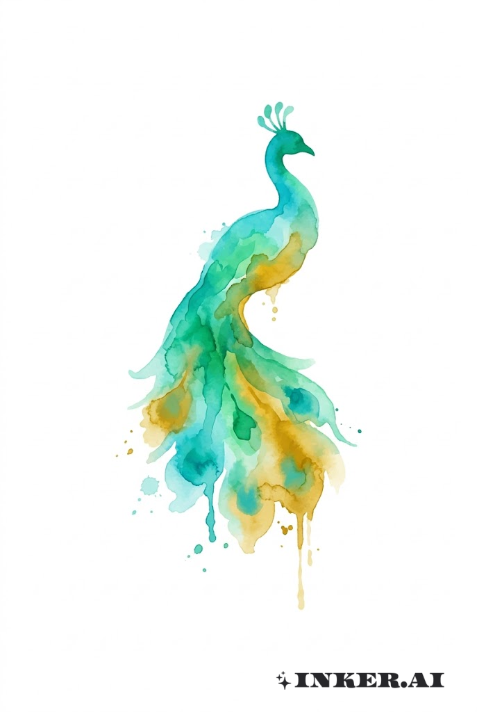 Abstrakte Wasserfarben-Pfau-Silhouette