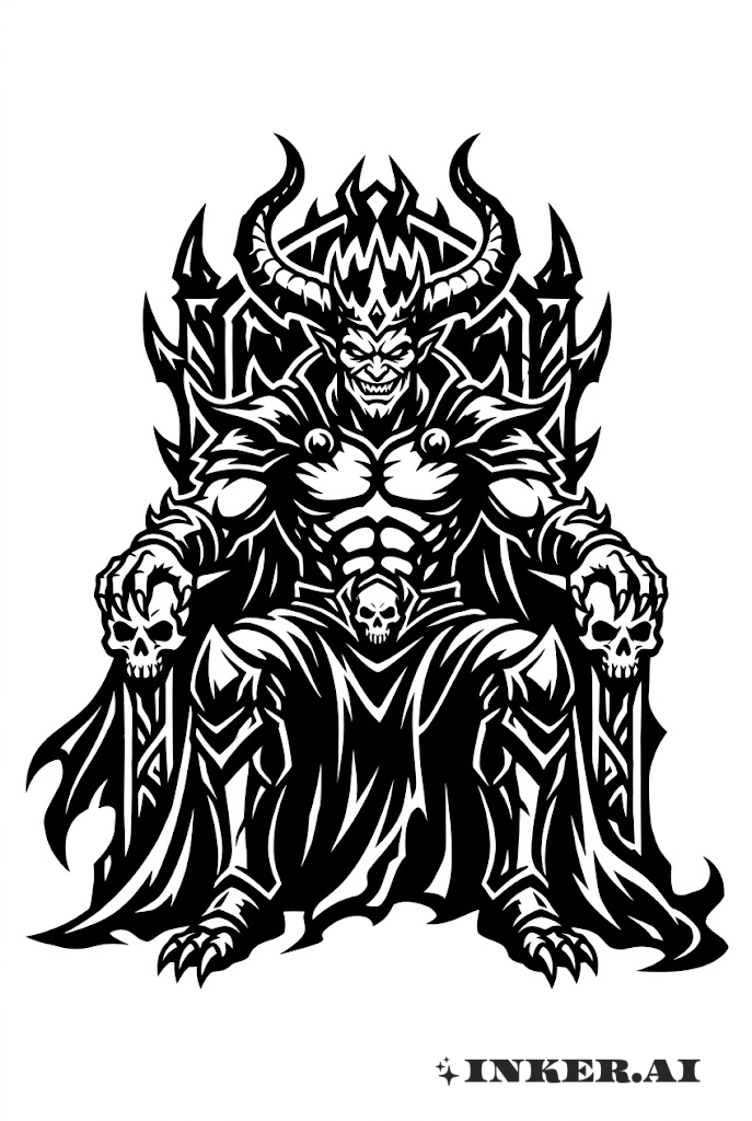 黑工风格坐姿恶魔王