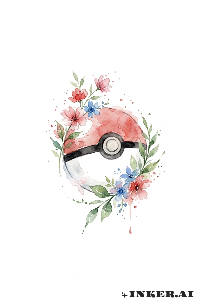 Pokeball Aquarelle Florale