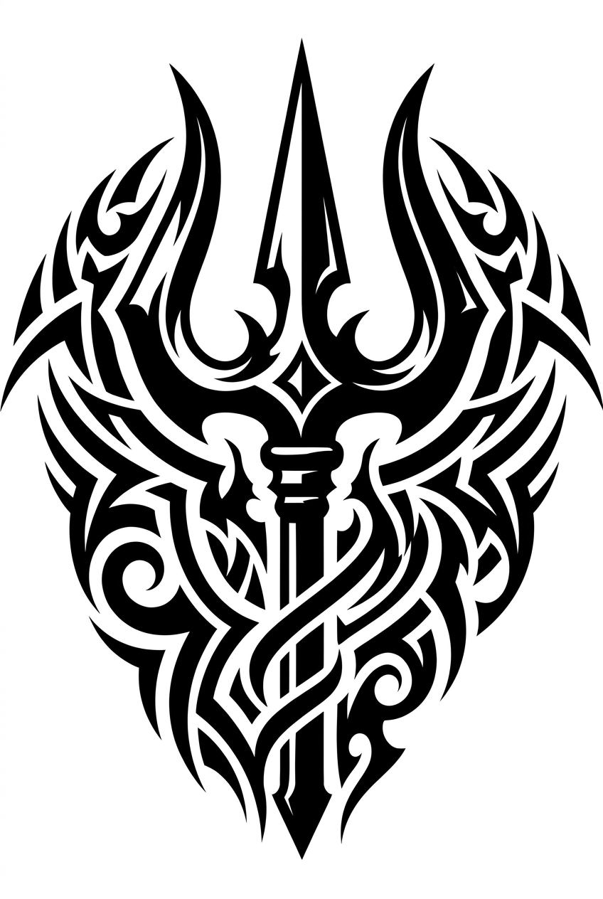 Trishul avec motifs tribaux en noir