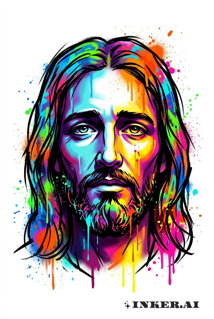 Jesus Graffiti Wandgemälde Gesichtsporträt