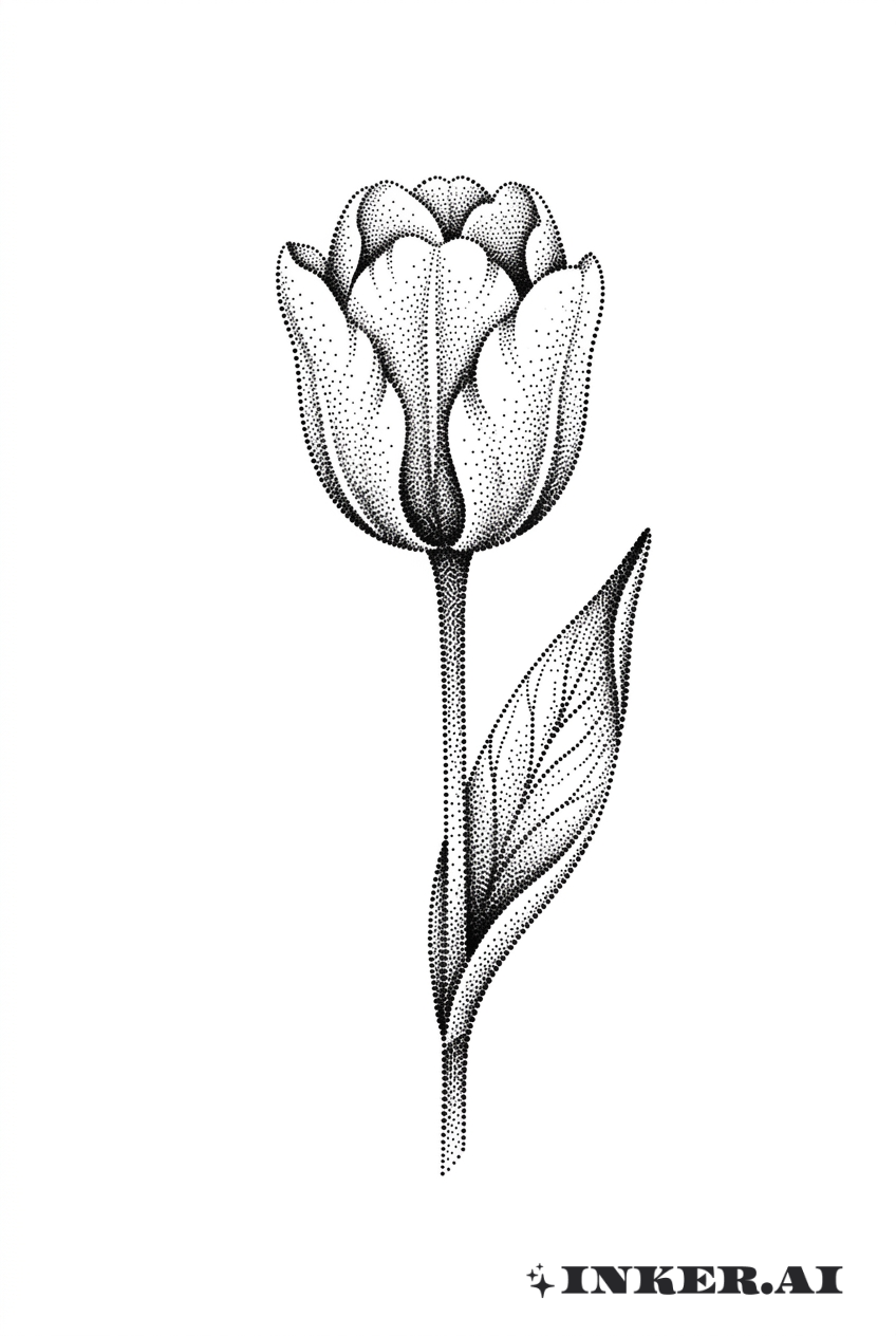 Élégance de Tulipe en Dotwork
