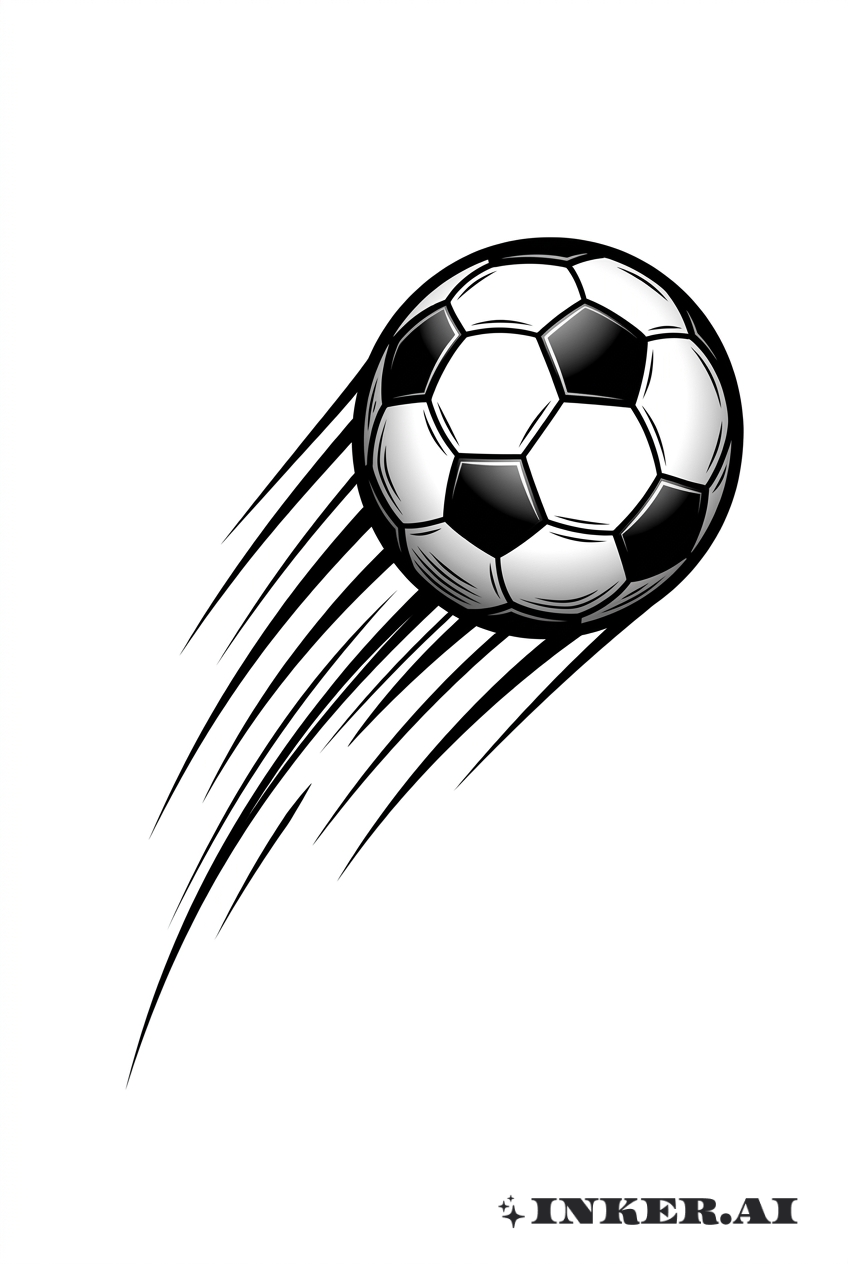 飛行中的足球線條藝術