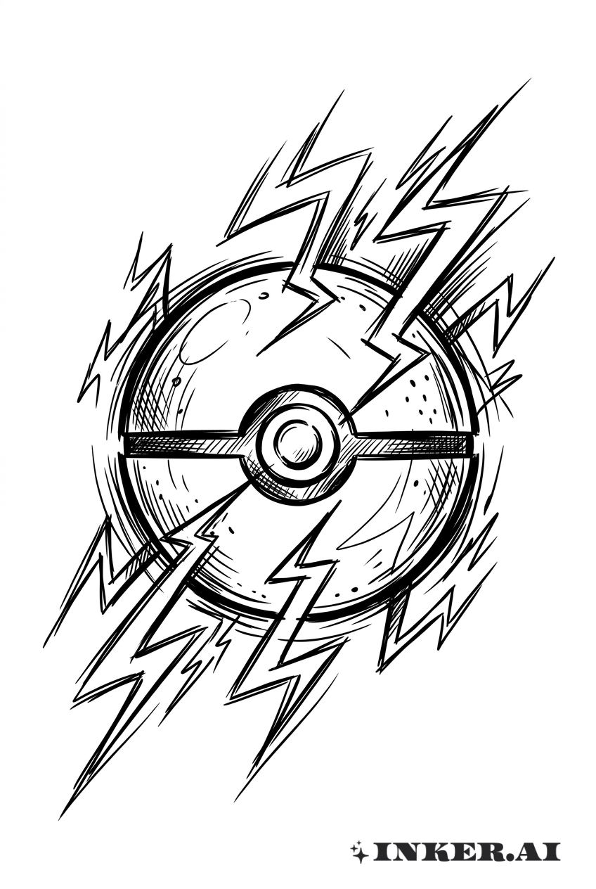 Pokeball avec Étincelles Électriques Esquissées