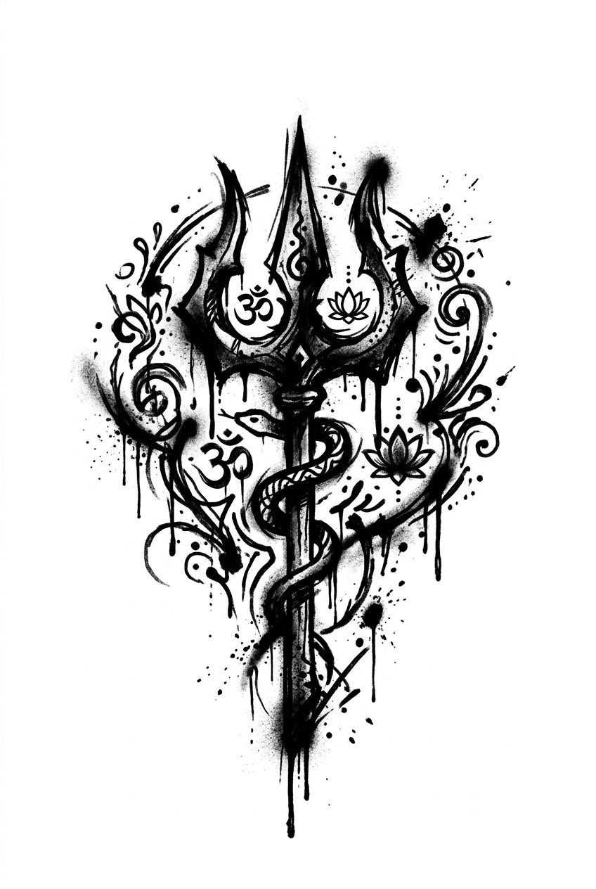 Symbole Sacré du Graffiti Trishul
