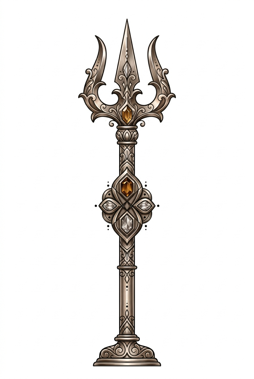 Trident Ornemental Royal avec Bijoux