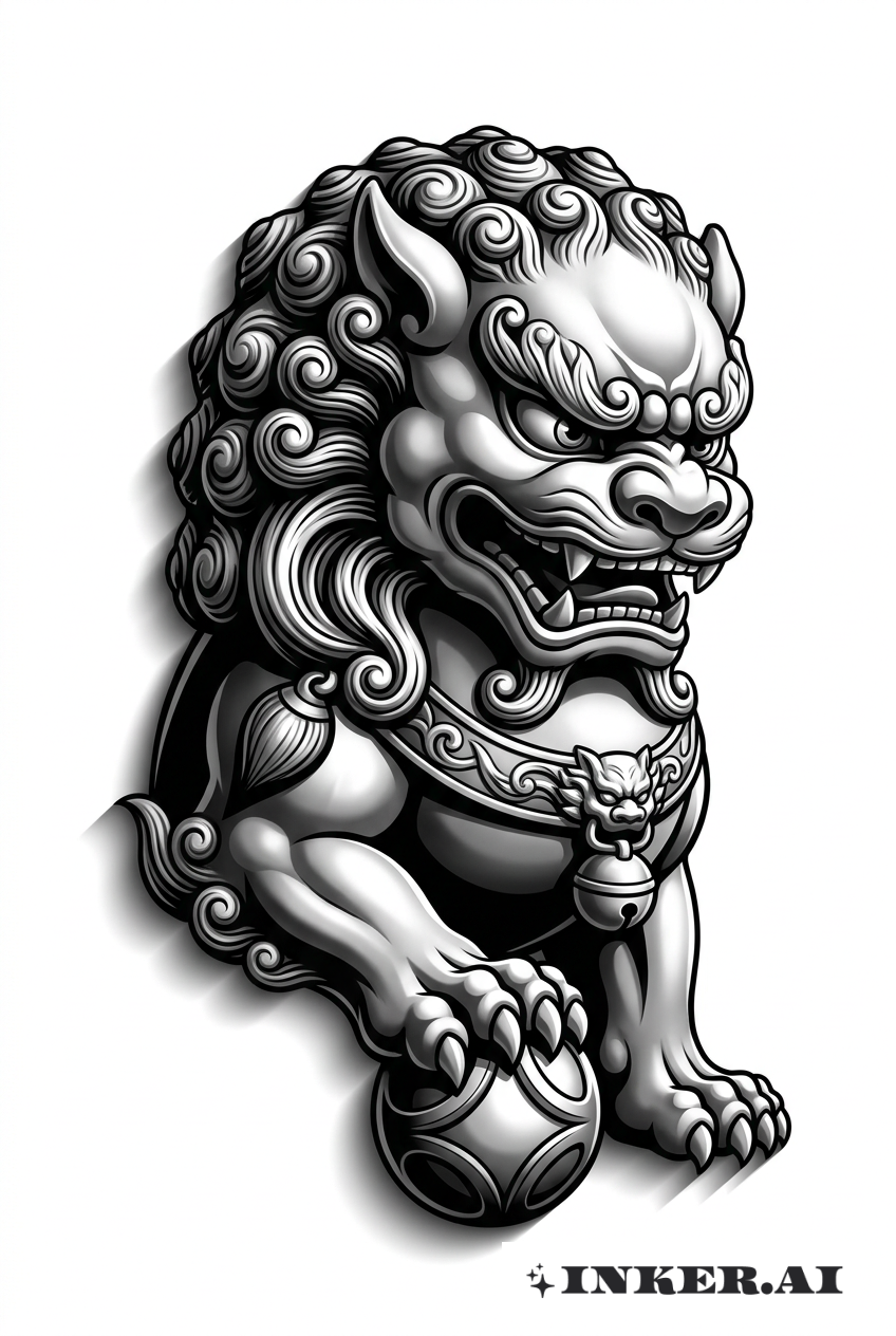 Majestätischer 3D-Fu-Hund