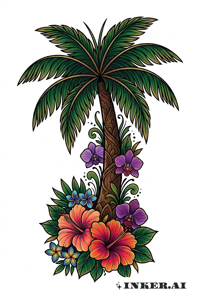 新传统风格棕榈与花卉点缀