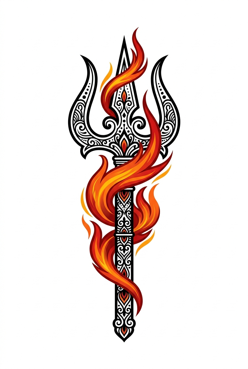 Trishul avec Flamme Sacrée