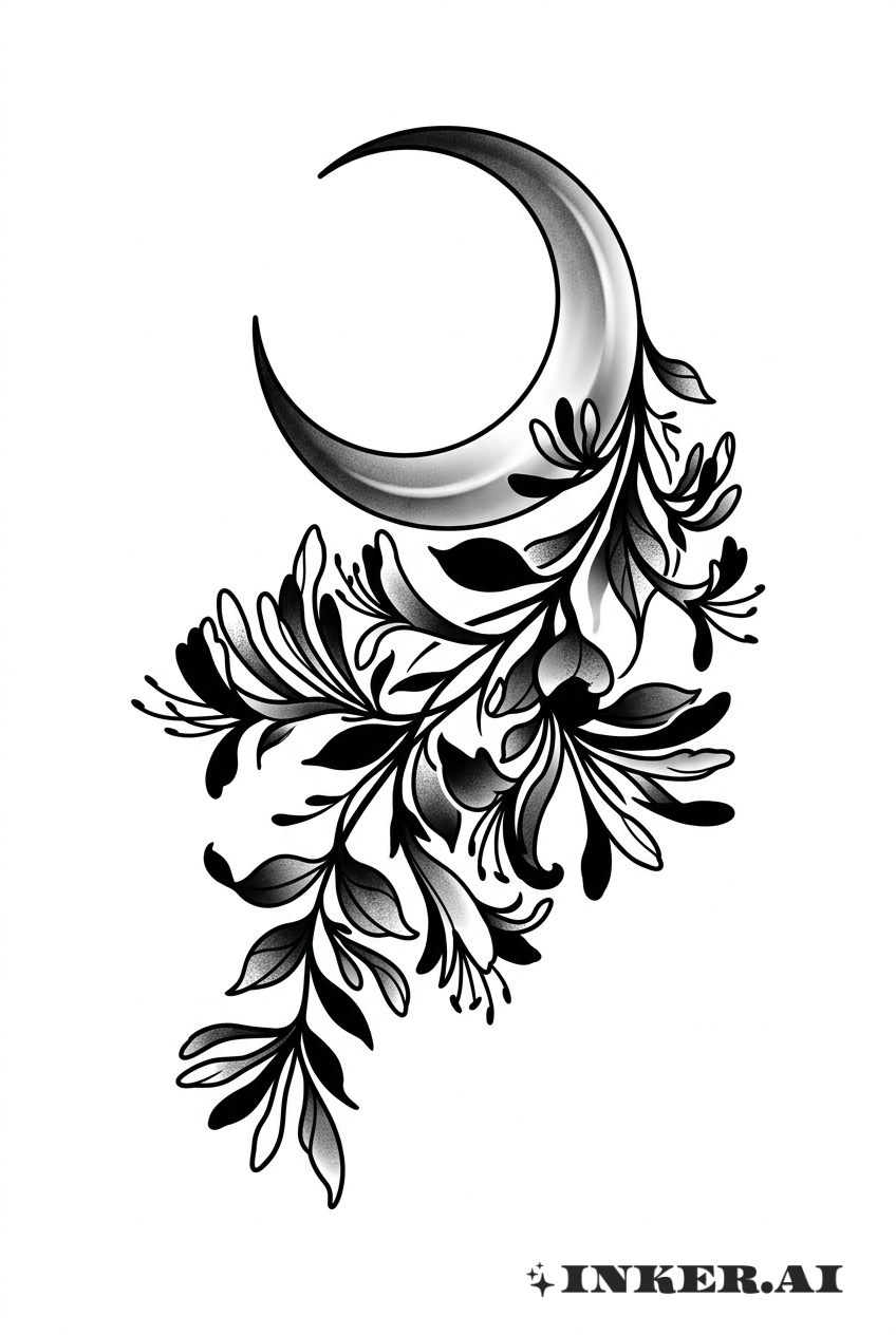 Honeysuckle and Moonlight Silhouette