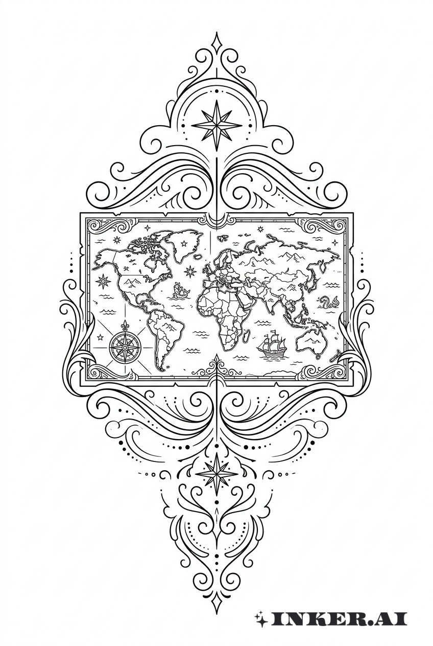 Moldura Ornamental de Mapa Vagabundo