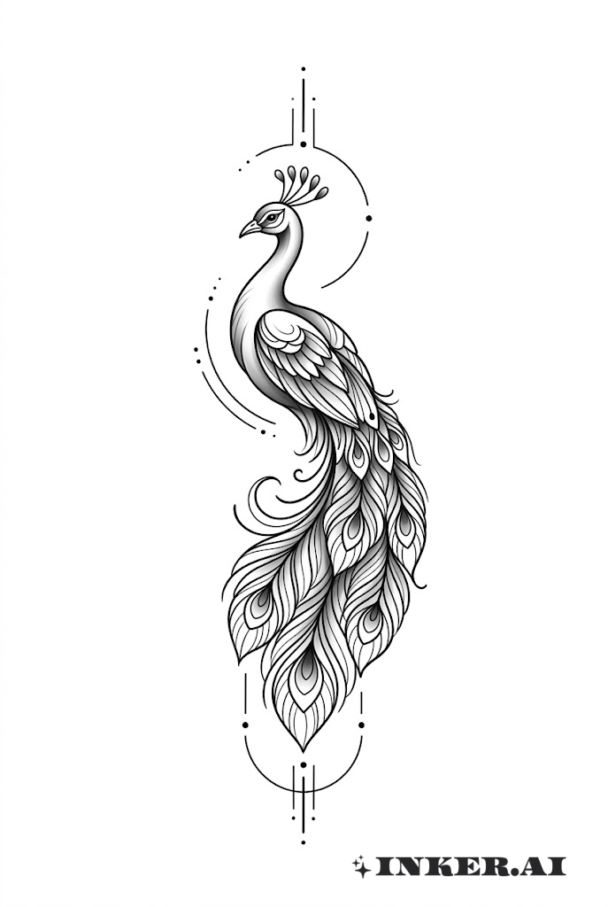 Cresta Ornamental de Pavo Real y Plumas