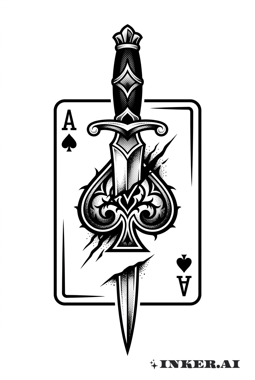 As de Pique Dague Blackwork