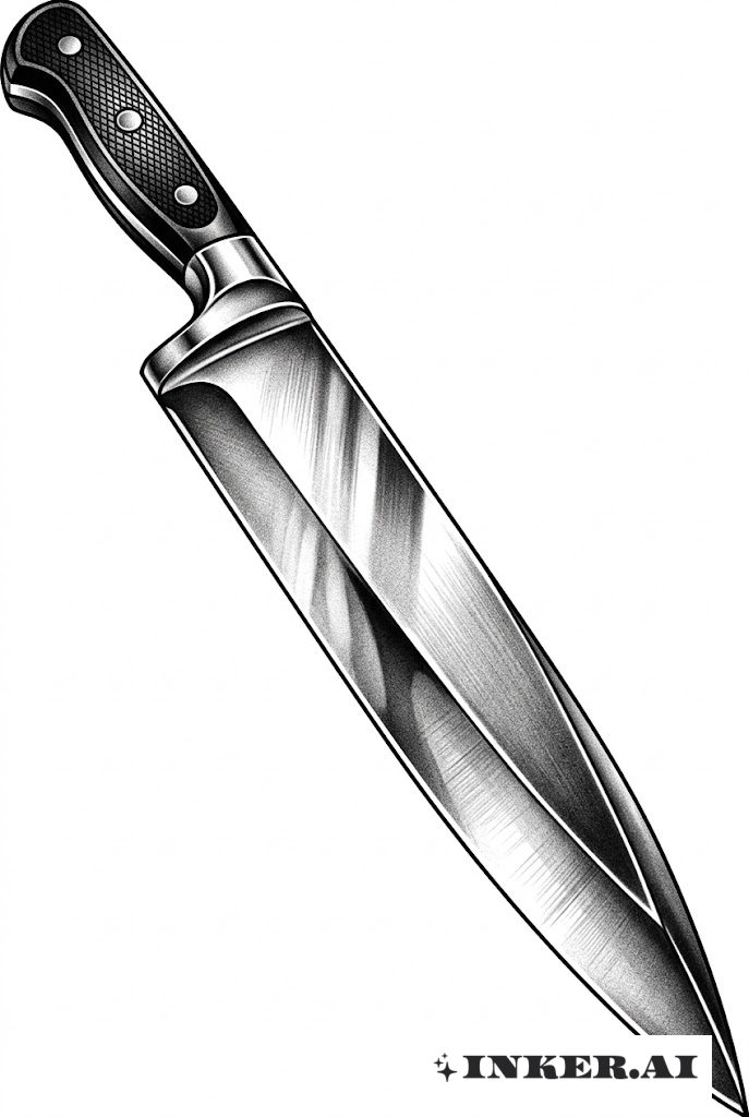 Détail réaliste du tranchant du couteau