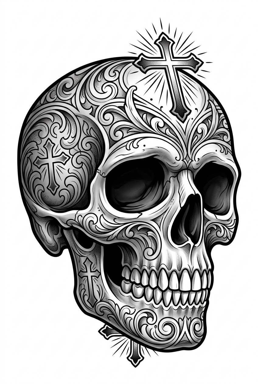 Crâne Chicano Condamné Croix