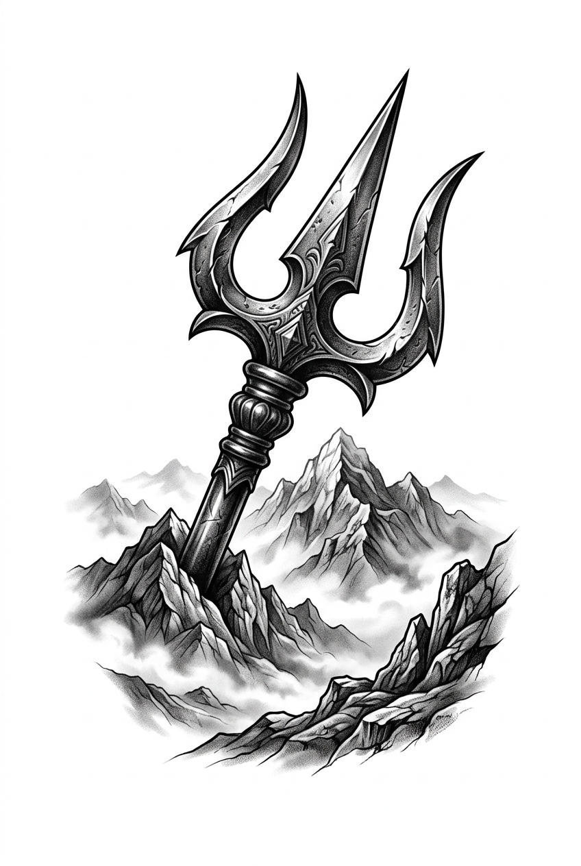 Trishul dans la brume des montagnes