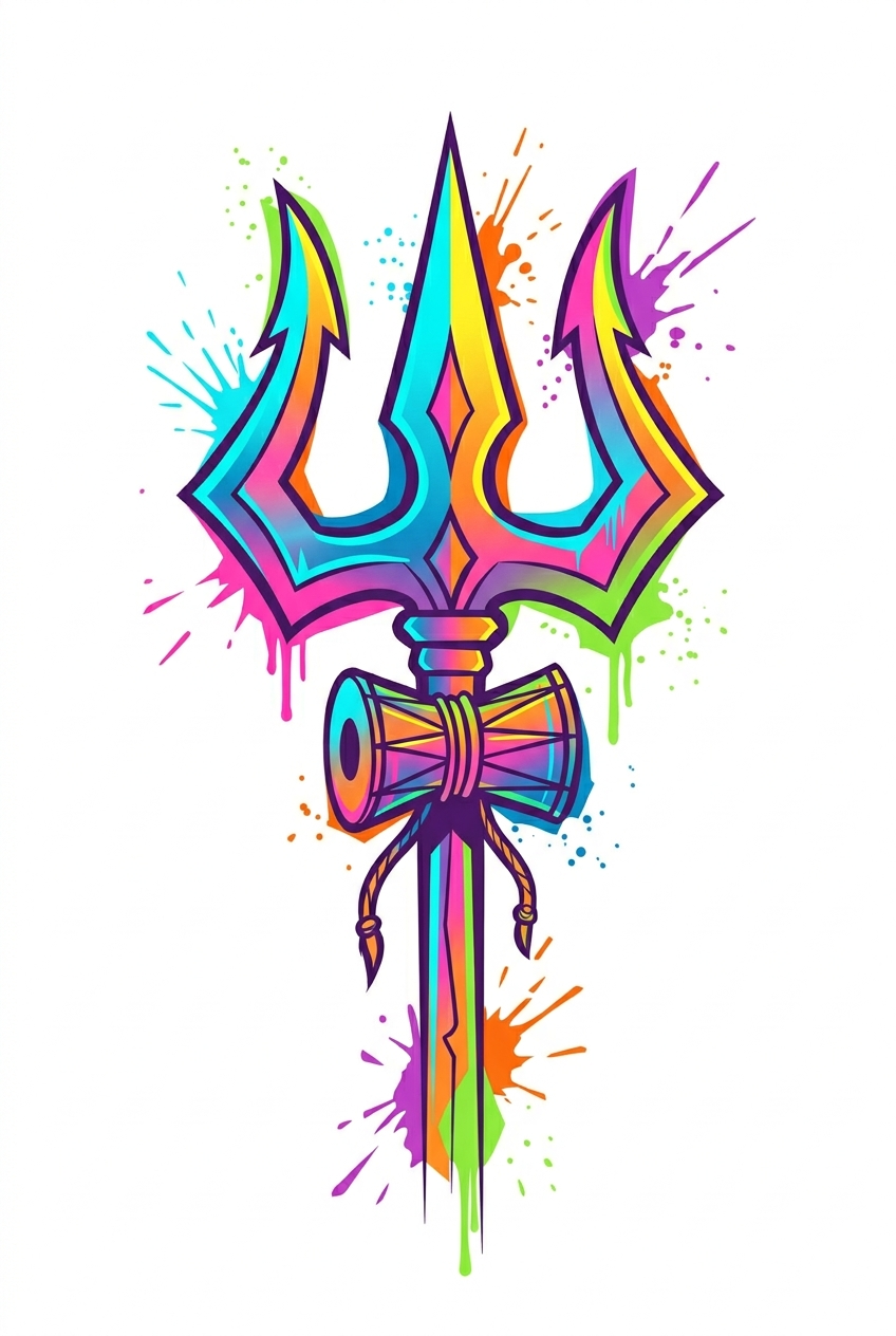 Trishul Graffiti Néon Flamme