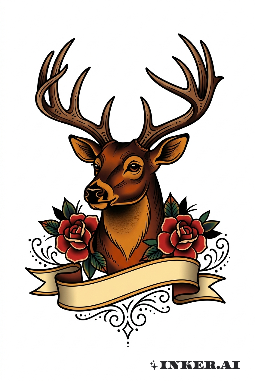 Traditional Buck Head Portrait