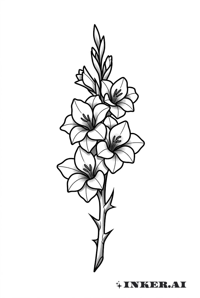 가는잎글라디올러스 줄기와 가시