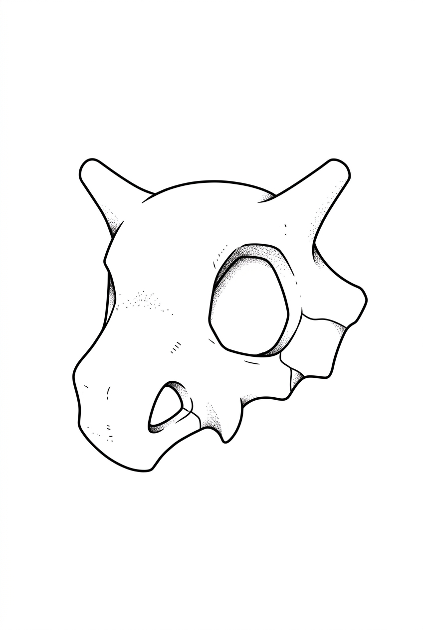 Contour Minimaliste du Crâne de Cubone