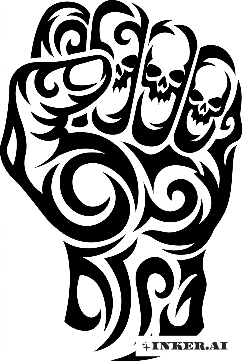 Tribal-Schädel-Hand im Festen Griff