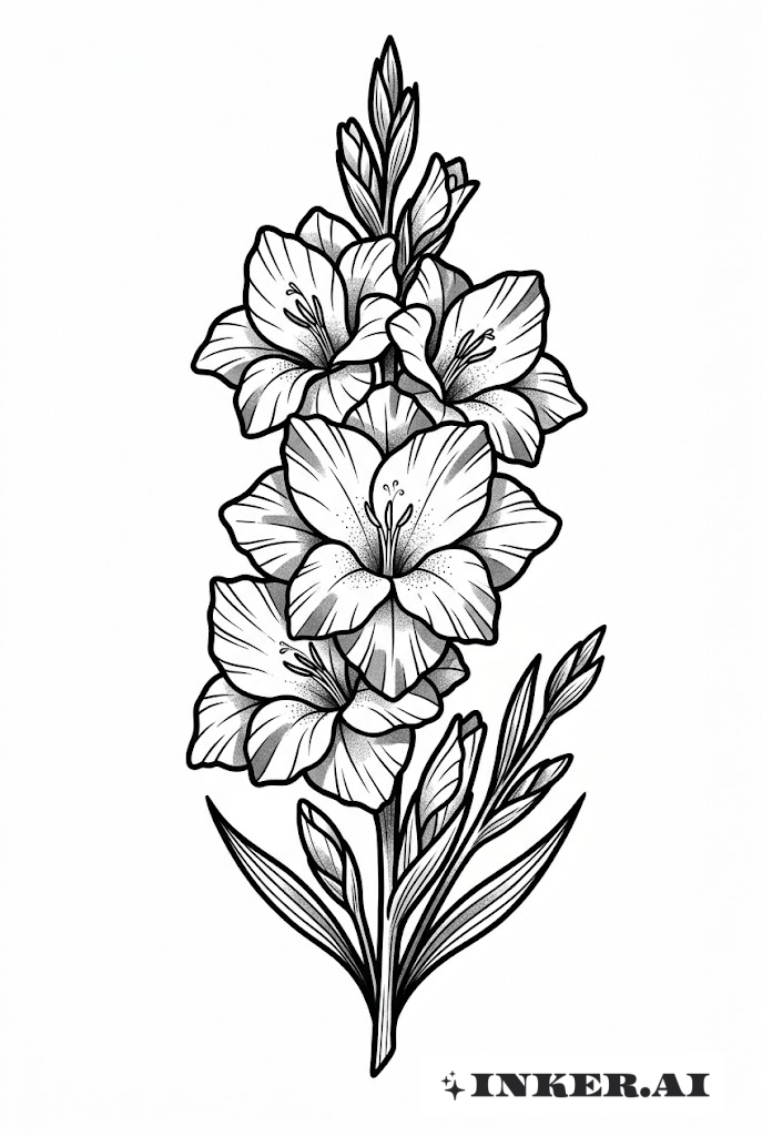 흑백 글라디올러스 블룸