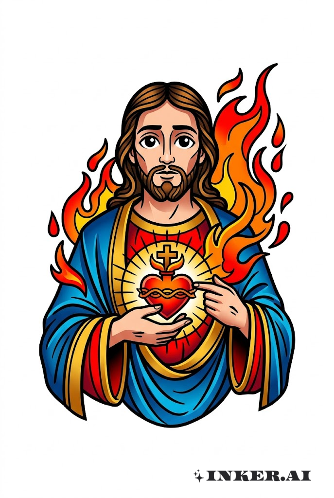 Jesus Holding Radiant Sacred Heart