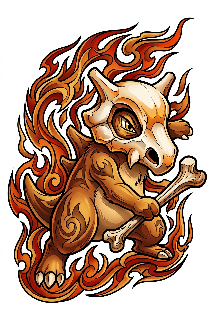 Cubone en Flammes Tribales