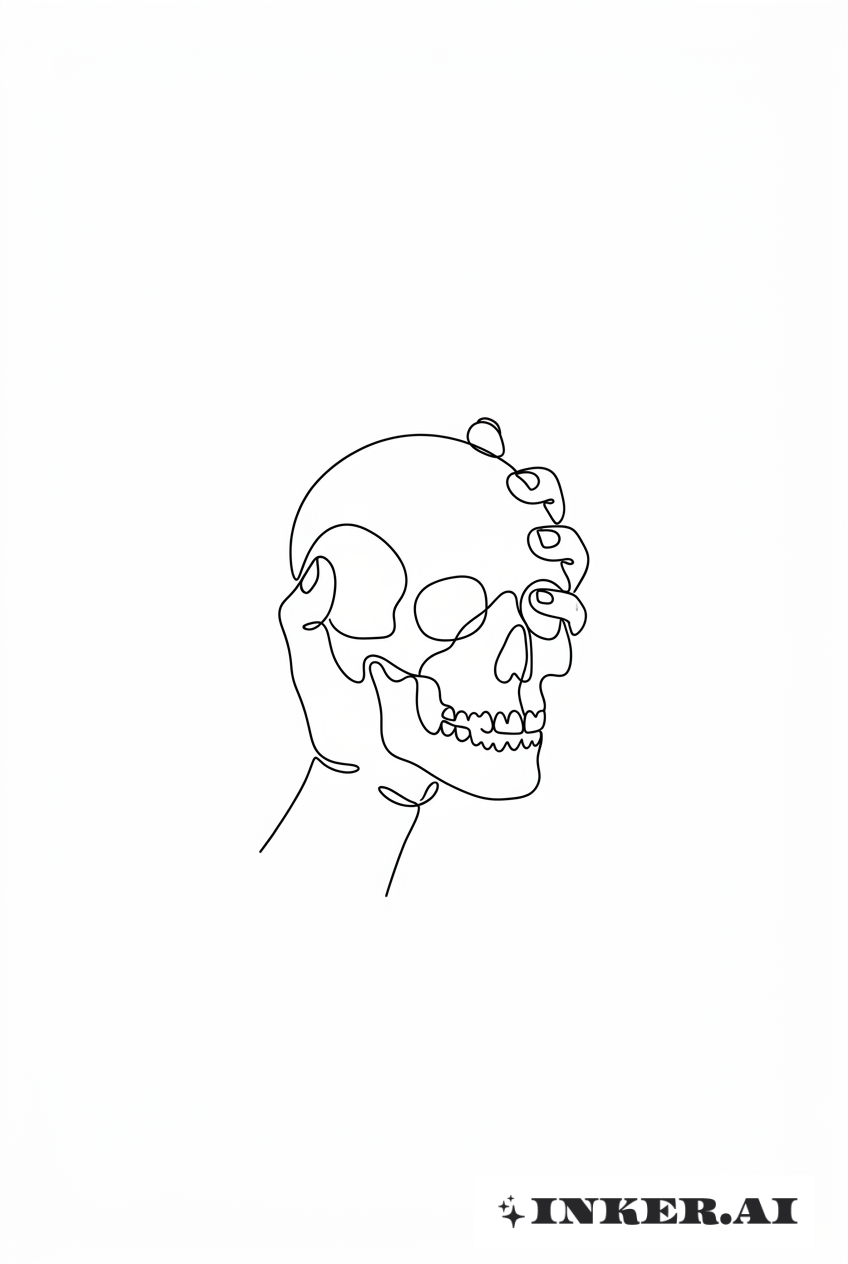 Einzelne Linie Schädelhand