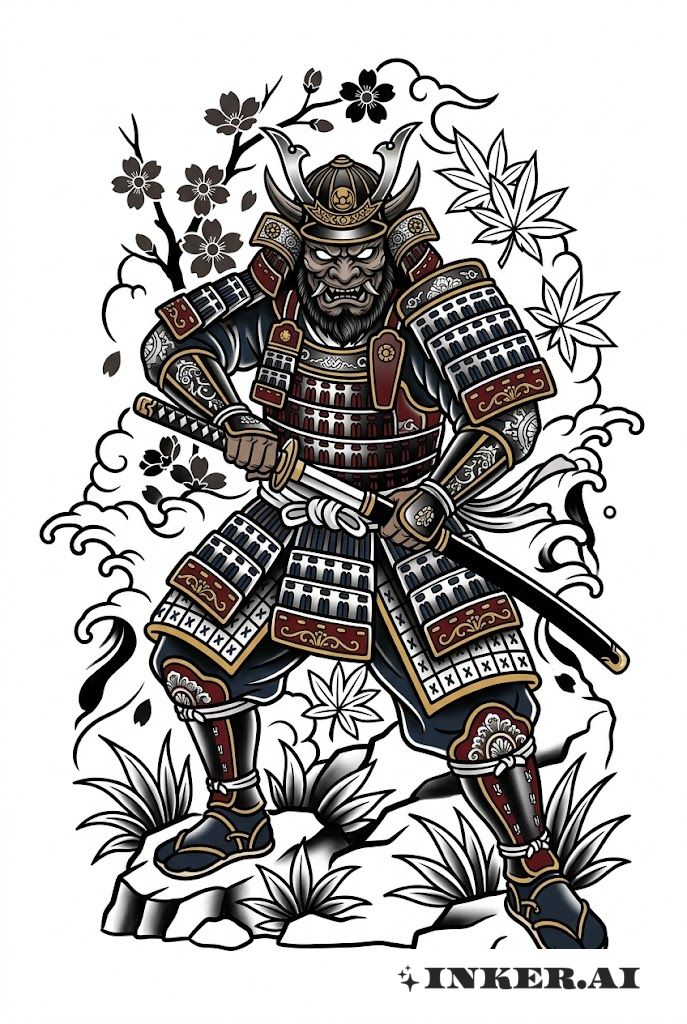 日式盔甲的鬼武者