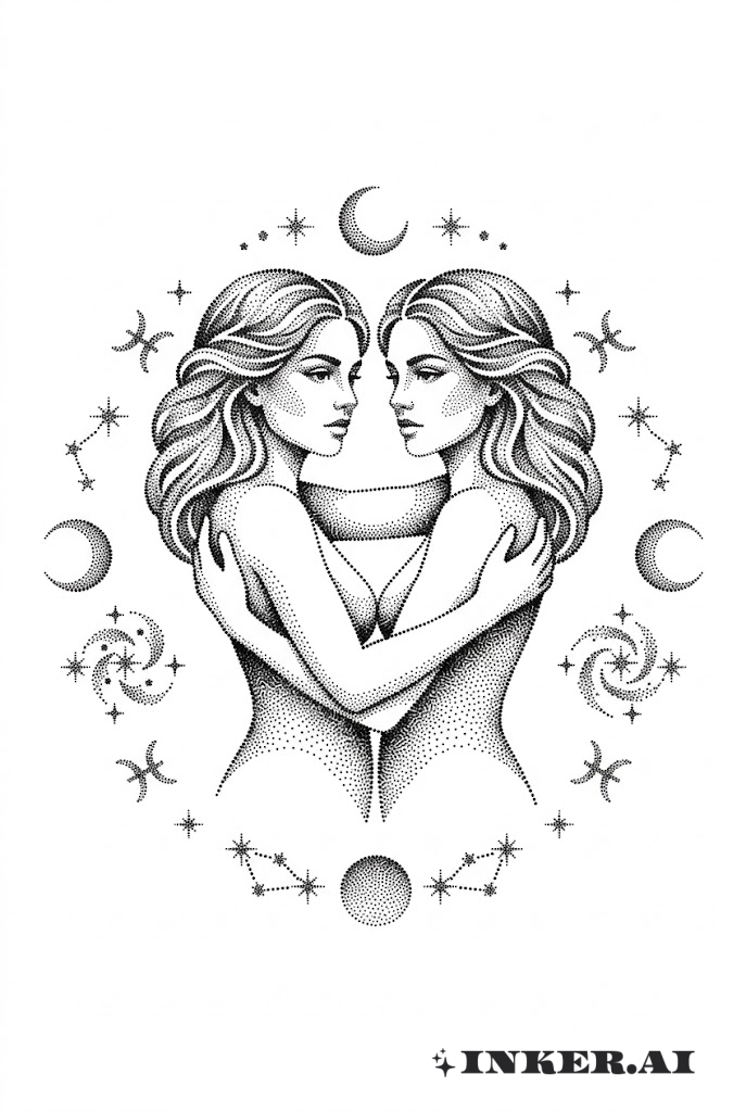 Zwillinge Umarmung Punktarbeit