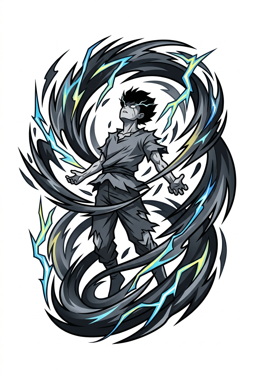 Âme Condamnée dans une Tempête d'Anime