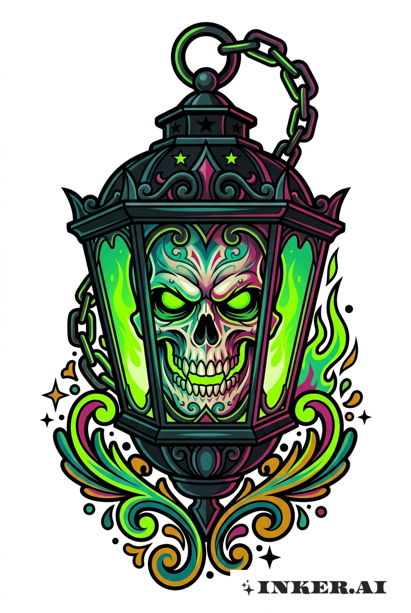 黑色燈籠骷髏融合