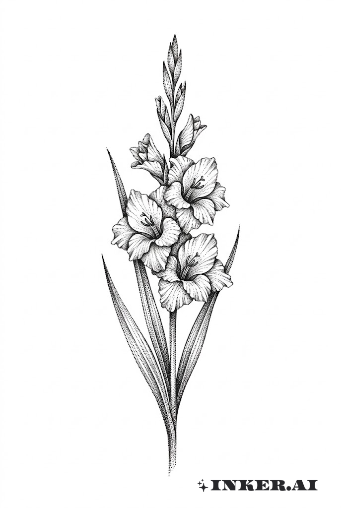 點描格拉迪奧拉斯盛開花莖