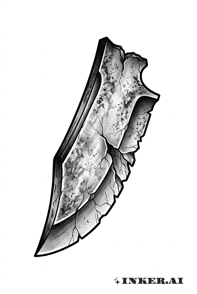 Lame de Couteau Brisée Noir et Gris