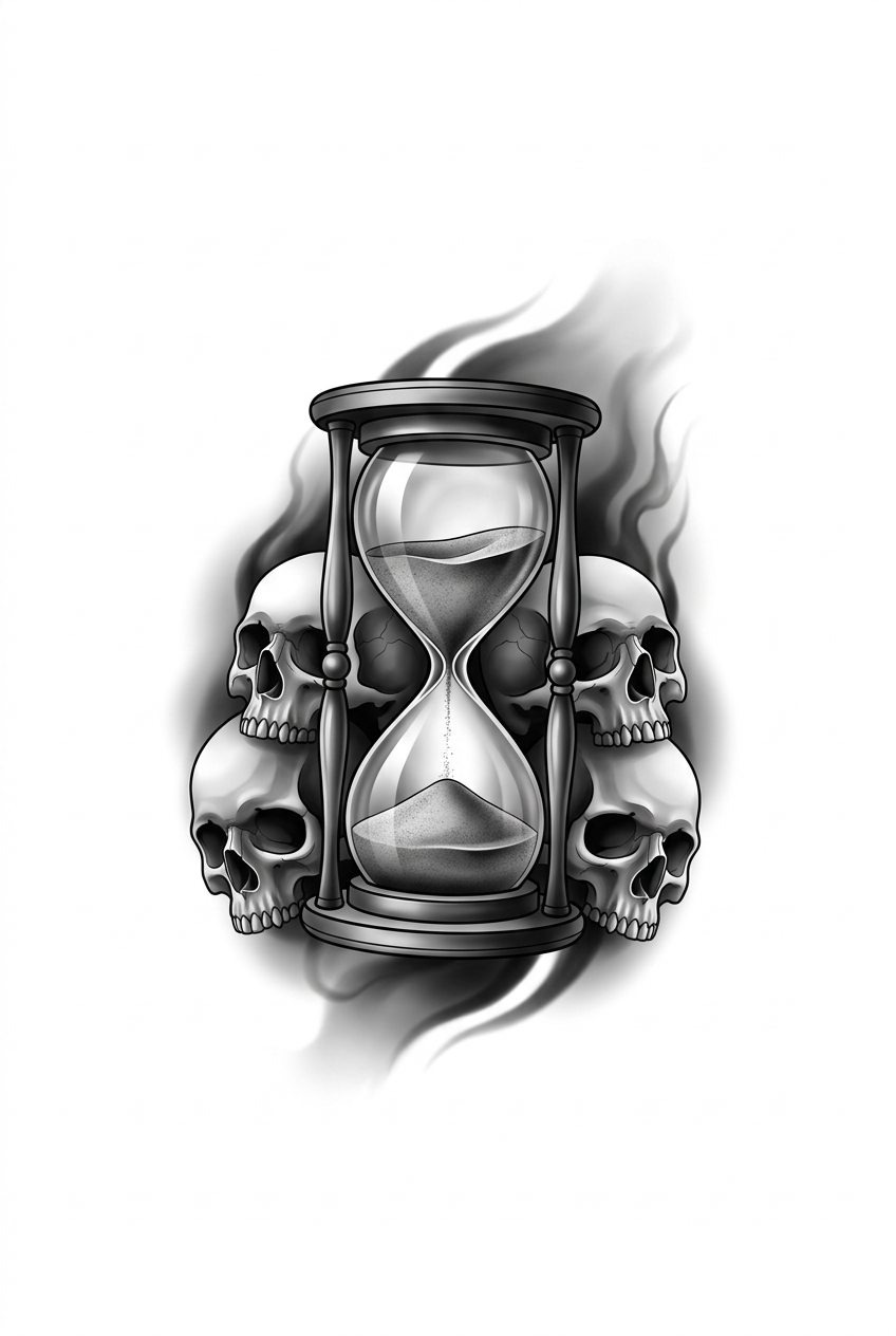 Sablier Maudit avec des Crânes