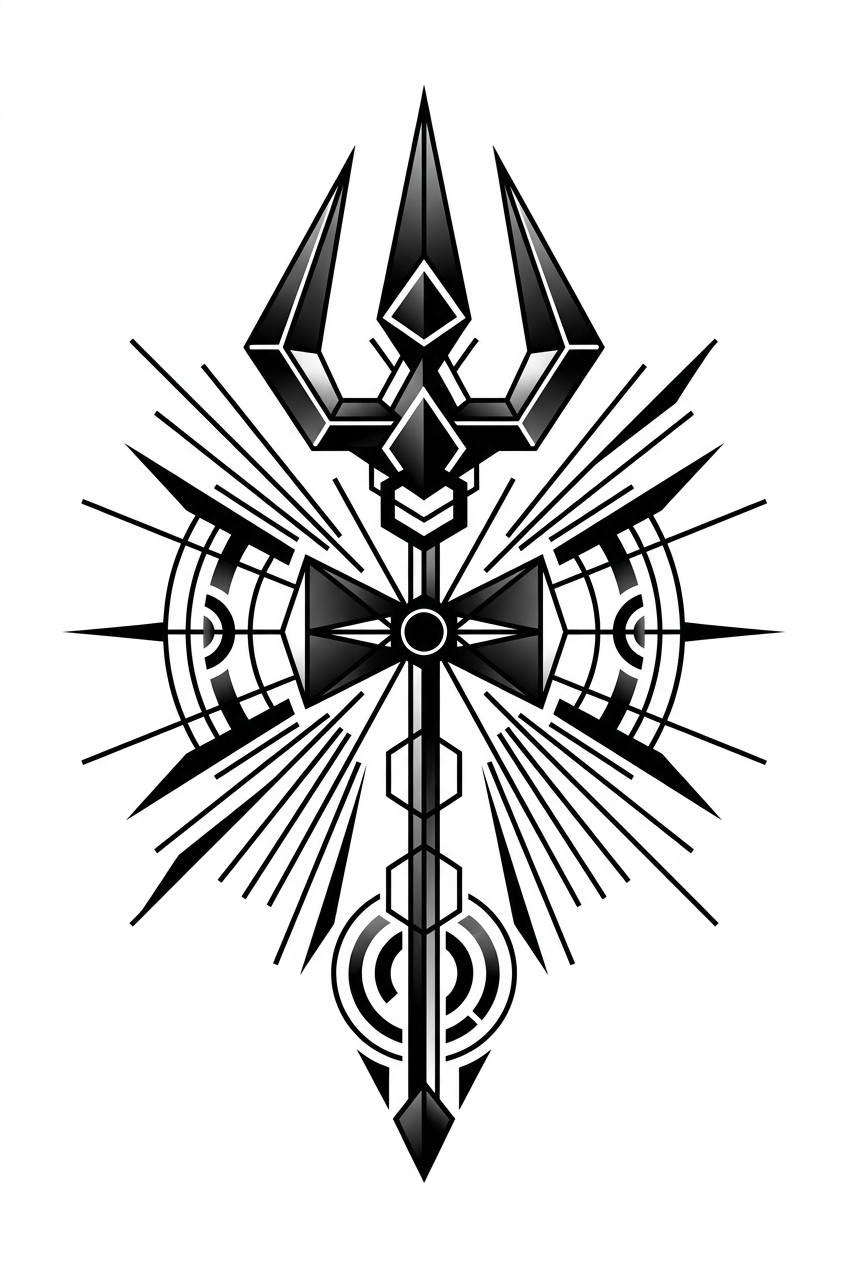 Motif Minimaliste en Trishul Géométrique