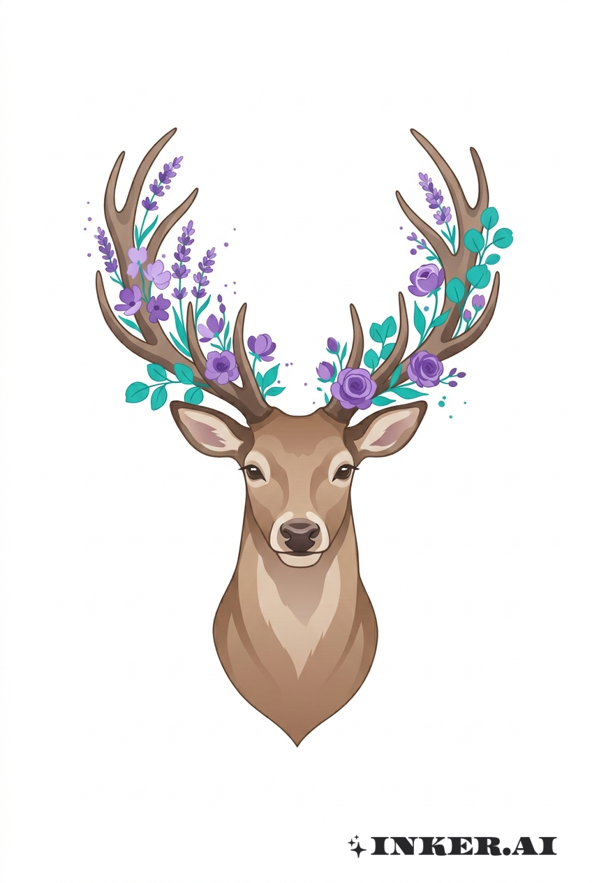 Serene Buck with Floral Watercolor Accents
