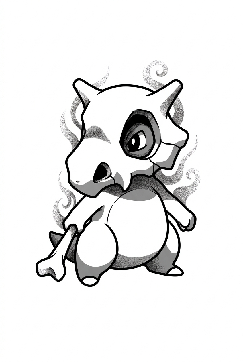 Cubone Gardien Silencieux Noir et Gris