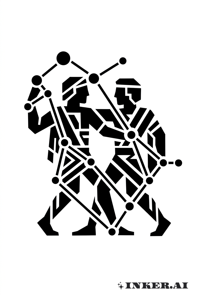 雙子座星座黑色刺青