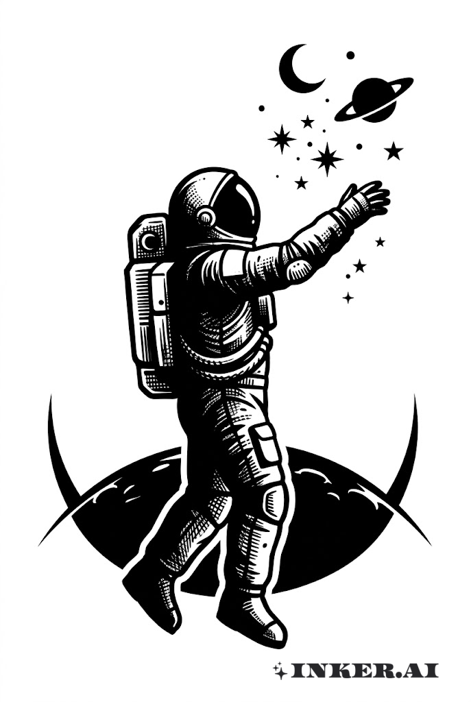 ブラックワーク 宇宙飛行士 星に手を伸ばす