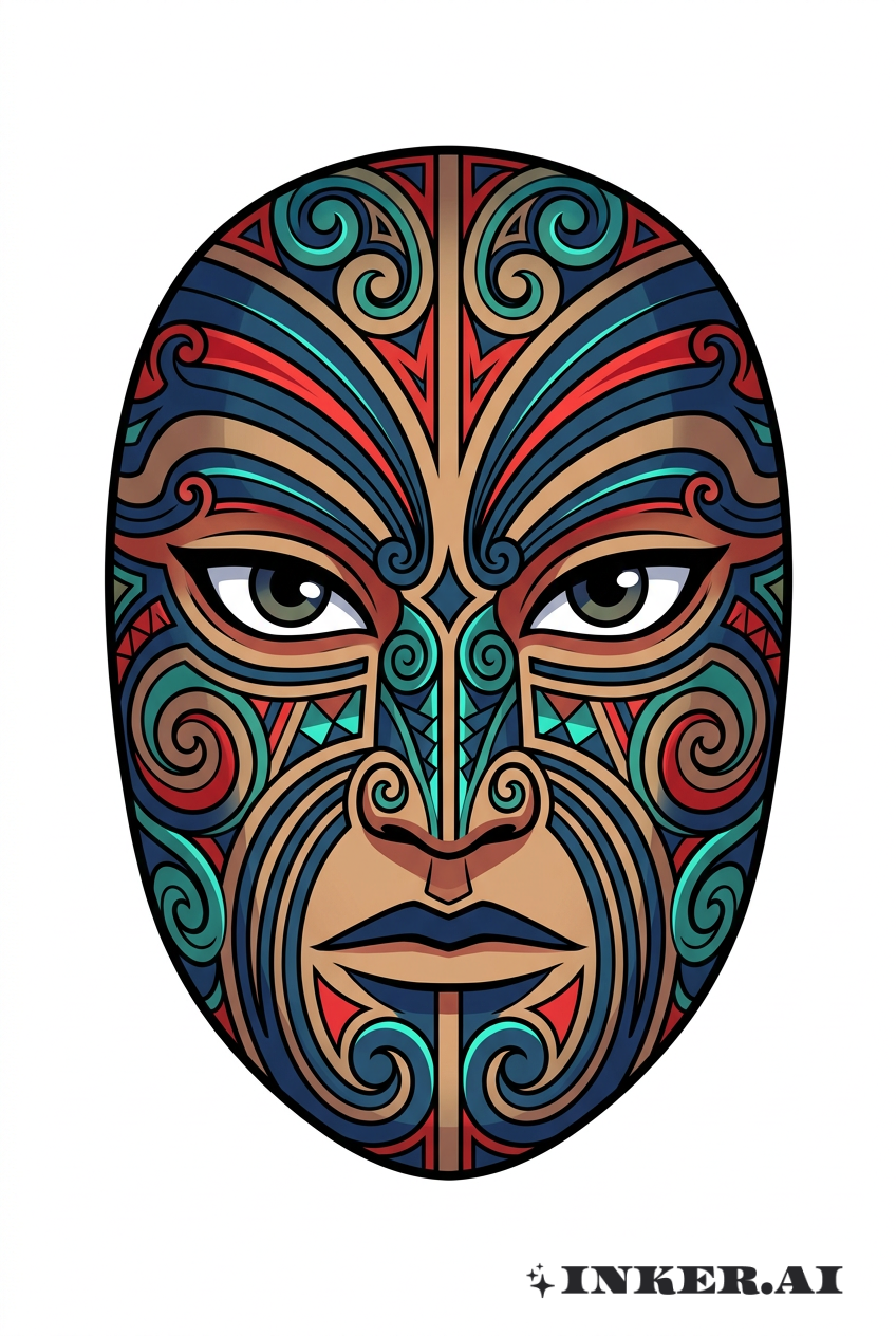 Emblème tatouage masque maori anime