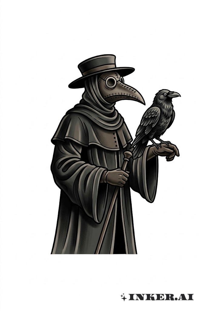 傳統瘟疫醫師與烏鴉