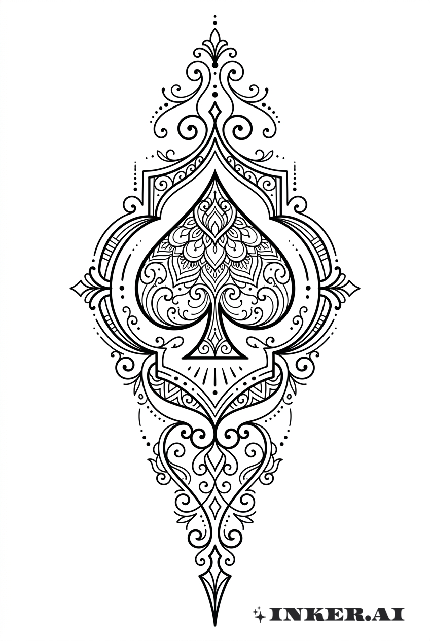 As de Pique Ornemental Mandala