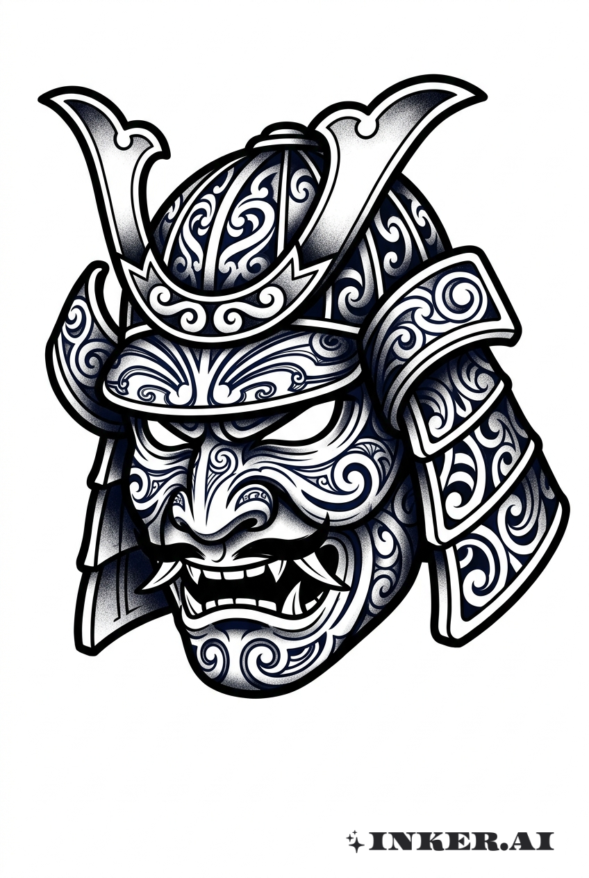 Tatouage Masque Samurai Maori
