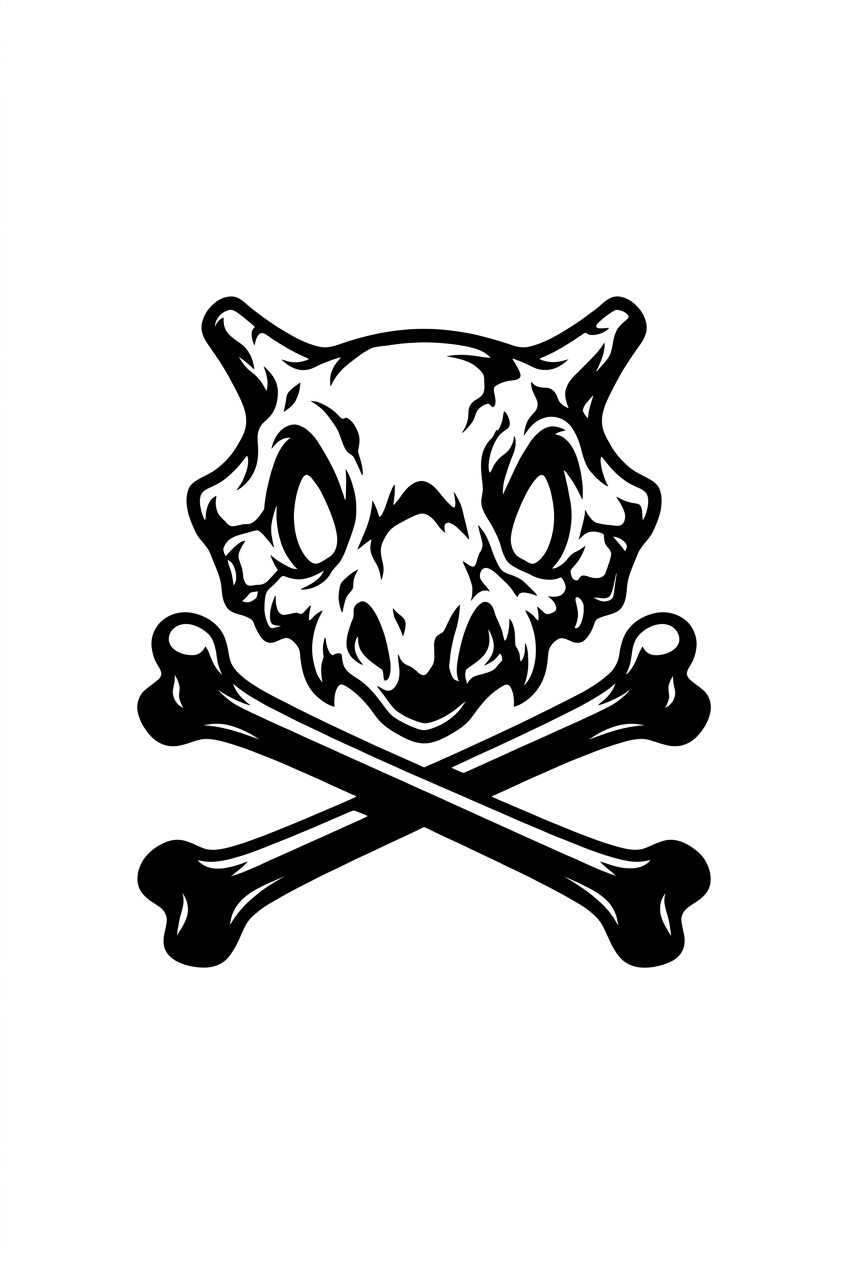 Cubone Crâne et Symétrie d'Os en Noir