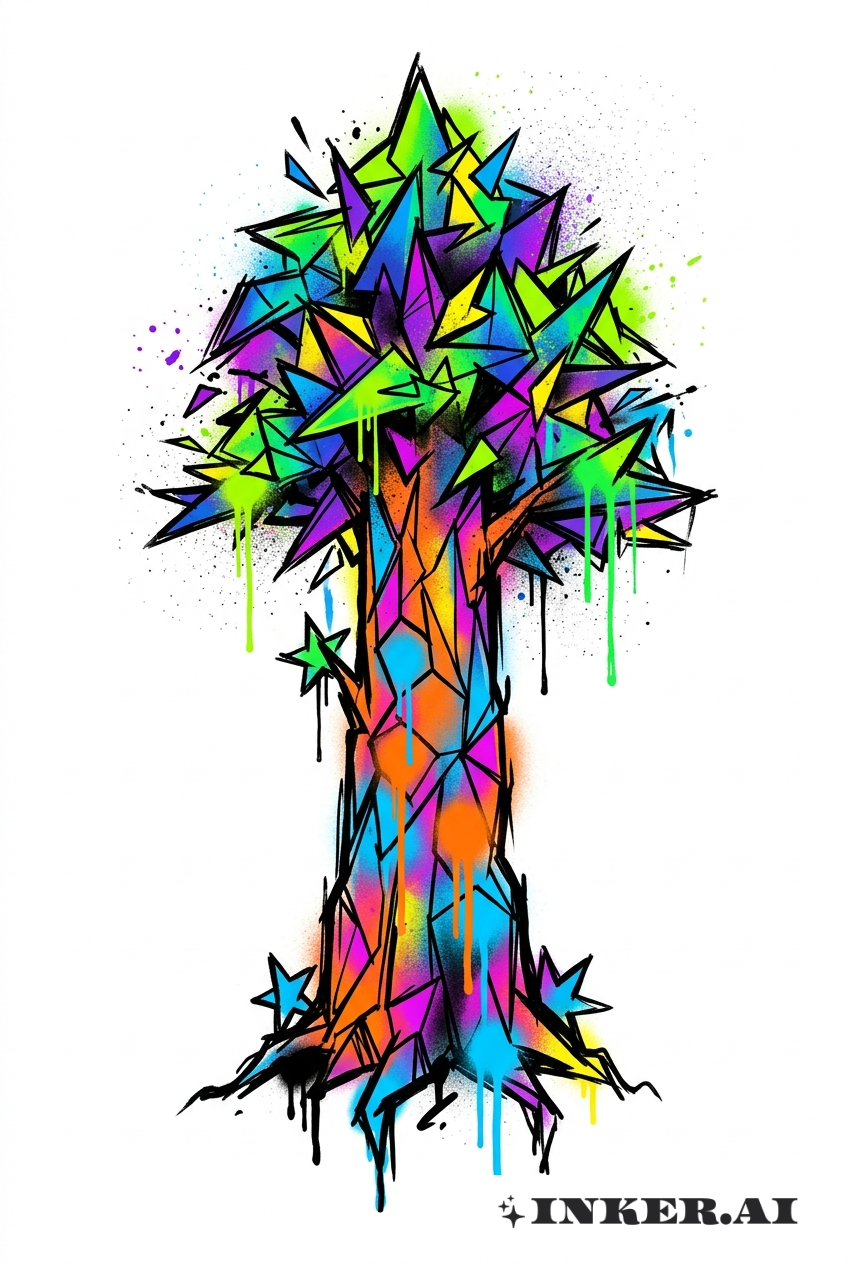 抽象涂鸦红杉树